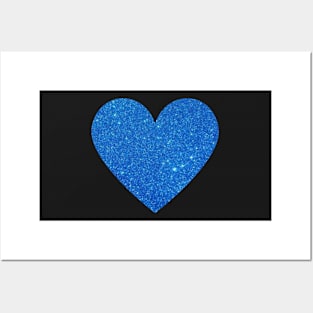 Royal Blue Faux Glitter Heart Posters and Art